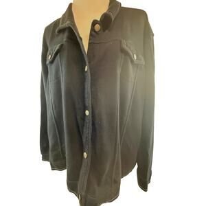 Activology Jacket Size 2X women's Black white trim metal buttons  pockets